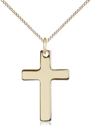 [0110YGF/18GF] 14kt Gold Filled Cross Pendant on a 18 inch Gold Filled Light Curb chain