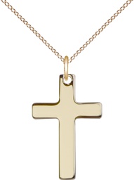 [0110YGF/18GF] 14kt Gold Filled Cross Pendant on a 18 inch Gold Filled Light Curb chain