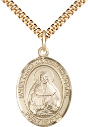 [7294GF/24G] 14kt Gold Filled Marie Magdalen Postel Pendant on a 24 inch Gold Plate Heavy Curb chain