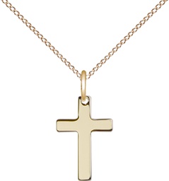 [0111YGF/18GF] 14kt Gold Filled Cross Pendant on a 18 inch Gold Filled Light Curb chain