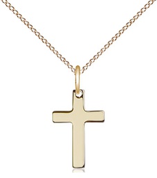 [0111YGF/18GF] 14kt Gold Filled Cross Pendant on a 18 inch Gold Filled Light Curb chain