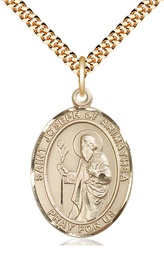 [7300GF/24G] 14kt Gold Filled Saint Joseph of Arimathea Pendant on a 24 inch Gold Plate Heavy Curb chain