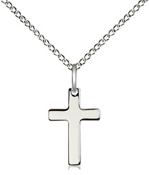 [0111YSS/18SS] Sterling Silver Cross Pendant on a 18 inch Sterling Silver Light Curb chain