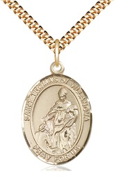 [7304GF/24G] 14kt Gold Filled Saint Thomas of Villanova Pendant on a 24 inch Gold Plate Heavy Curb chain
