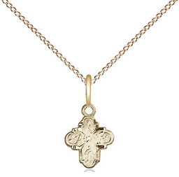 [0207PLGF/18GF] 14kt Gold Filled 4-Way Pendant on a 18 inch Gold Filled Light Curb chain