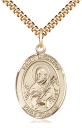 [7307GF/24G] 14kt Gold Filled Saint Meinrad of Einsideln Pendant on a 24 inch Gold Plate Heavy Curb chain