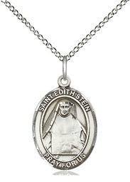 [8103SS/18SS] Sterling Silver Saint Edith Stein Pendant on a 18 inch Sterling Silver Light Curb chain