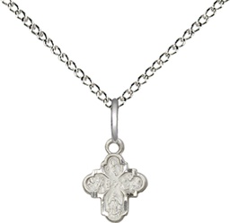 [0207PLSS/18SS] Sterling Silver 4-Way Pendant on a 18 inch Sterling Silver Light Curb chain