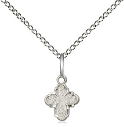 [0207PLSS/18SS] Sterling Silver 4-Way Pendant on a 18 inch Sterling Silver Light Curb chain
