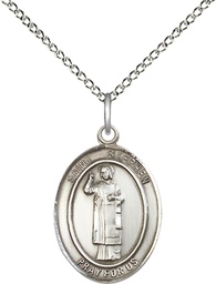 [8104SS/18SS] Sterling Silver Saint Stephen the Martyr Pendant on a 18 inch Sterling Silver Light Curb chain