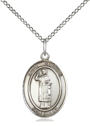[8104SS/18SS] Sterling Silver Saint Stephen the Martyr Pendant on a 18 inch Sterling Silver Light Curb chain