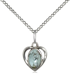 [5422ESS/18SS] Sterling Silver Our Lady of Guadalupe Pendant on a 18 inch Sterling Silver Light Curb chain