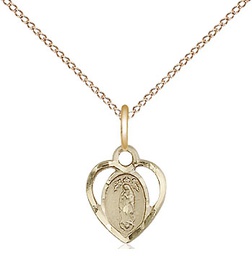 [5422GF/18GF] 14kt Gold Filled Our Lady of Guadalupe Pendant on a 18 inch Gold Filled Light Curb chain