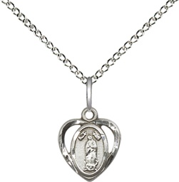 [5422SS/18SS] Sterling Silver Our Lady of Guadalupe Pendant on a 18 inch Sterling Silver Light Curb chain
