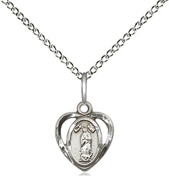 [5422SS/18SS] Sterling Silver Our Lady of Guadalupe Pendant on a 18 inch Sterling Silver Light Curb chain