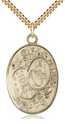 [5681GF/24G] 14kt Gold Filled Miraculous Pendant on a 24 inch Gold Plate Heavy Curb chain