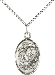 [5682SS/18SS] Sterling Silver Miraculous Pendant on a 18 inch Sterling Silver Light Curb chain