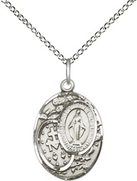 [5683SS/18SS] Sterling Silver Miraculous Pendant on a 18 inch Sterling Silver Light Curb chain