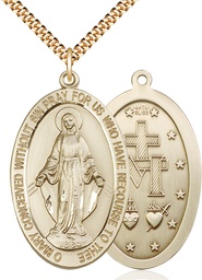 [5852GF/24G] 14kt Gold Filled Miraculous Pendant on a 24 inch Gold Plate Heavy Curb chain