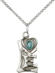 [5901SS/18SS] Sterling Silver Miraculous Pendant on a 18 inch Sterling Silver Light Curb chain