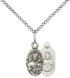 [6091SS/18SS] Sterling Silver Our Lady of Czestochowa Pendant on a 18 inch Sterling Silver Light Curb chain