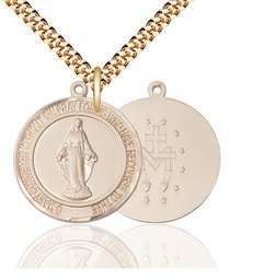 [7078RDGF/24G] 14kt Gold Filled Miraculous Pendant on a 24 inch Gold Plate Heavy Curb chain