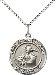[8108RDSS/18SS] Sterling Silver Saint Thomas Aquinas Pendant on a 18 inch Sterling Silver Light Curb chain