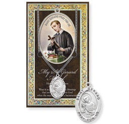 [HI-950-615] St. Gerard Pewter Medal on a 24" Chain w/Biography and Picture Folder