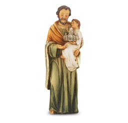 [HI-1735-630] 4" Cold Cast Resin Hand Painted Statue of St. Joseph