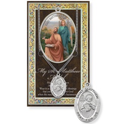 [HI-950-500] St. Matthew Genuine Pewter Medal on a 24&quot; Chain with Biography and Picture Folder