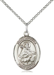 [8114SS/18SS] Sterling Silver Saint William of Rochester Pendant on a 18 inch Sterling Silver Light Curb chain