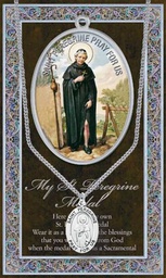 [HI-950-514] St. Peregrine Genuine Pewter Medal on a 24&quot; Chain with Biography and Picture Folder