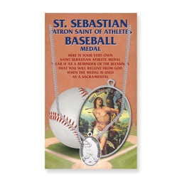 [HI-650-6041] Oval Saint Sebastian Mens Baseball Medal on a 24" Chain