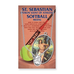 [HI-650-8041] Oval Saint Sebastian Womens Softball Medal on a 18" Chain