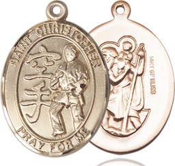 [7515GF] 14kt Gold Filled Saint Christopher Karate Medal