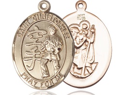 [7515KT] 14kt Gold Saint Christopher Karate Medal