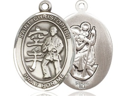 [7515SS] Sterling Silver Saint Christopher Karate Medal