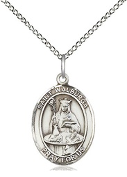 [8126SS/18SS] Sterling Silver Saint Walburga Pendant on a 18 inch Sterling Silver Light Curb chain