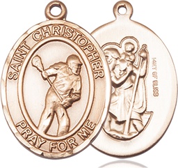 [7516GF] 14kt Gold Filled Saint Christopher Lacrosse Medal