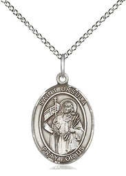 [8127SS/18SS] Sterling Silver Saint Ursula Pendant on a 18 inch Sterling Silver Light Curb chain