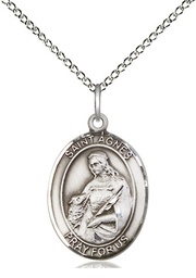 [8128SS/18SS] Sterling Silver Saint Agnes of Rome Pendant on a 18 inch Sterling Silver Light Curb chain