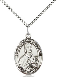 [8130SS/18SS] Sterling Silver Saint Gemma Galgani Pendant on a 18 inch Sterling Silver Light Curb chain