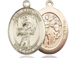[7600GF] 14kt Gold Filled Saint Sebastian Baseball Medal