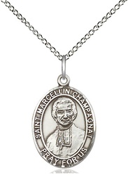 [8131SS/18SS] Sterling Silver Saint Marcellin Champagnat Pendant on a 18 inch Sterling Silver Light Curb chain