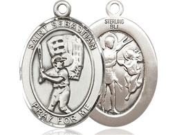 [7600SS] Sterling Silver Saint Sebastian Baseball Medal