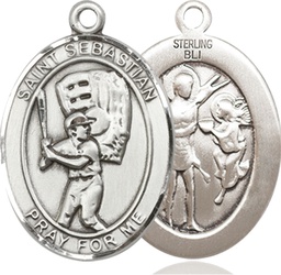 [7600SS] Sterling Silver Saint Sebastian Baseball Medal