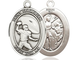[7601SS] Sterling Silver Saint Sebastian Football Medal