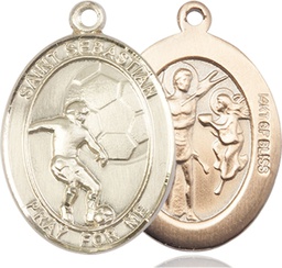 [7603GF] 14kt Gold Filled Saint Sebastian Soccer Medal