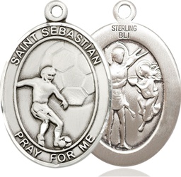 [7603SS] Sterling Silver Saint Sebastian Soccer Medal