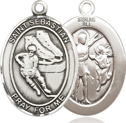 [7604SS] Sterling Silver Saint Sebastian Hockey Medal